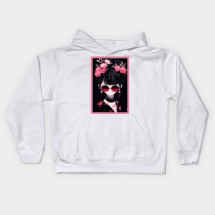 Aesthetic Anime Girl Pink Rosa Black | Quality Aesthetic Anime Design | Premium Chibi Manga Anime Art Kids Hoodie